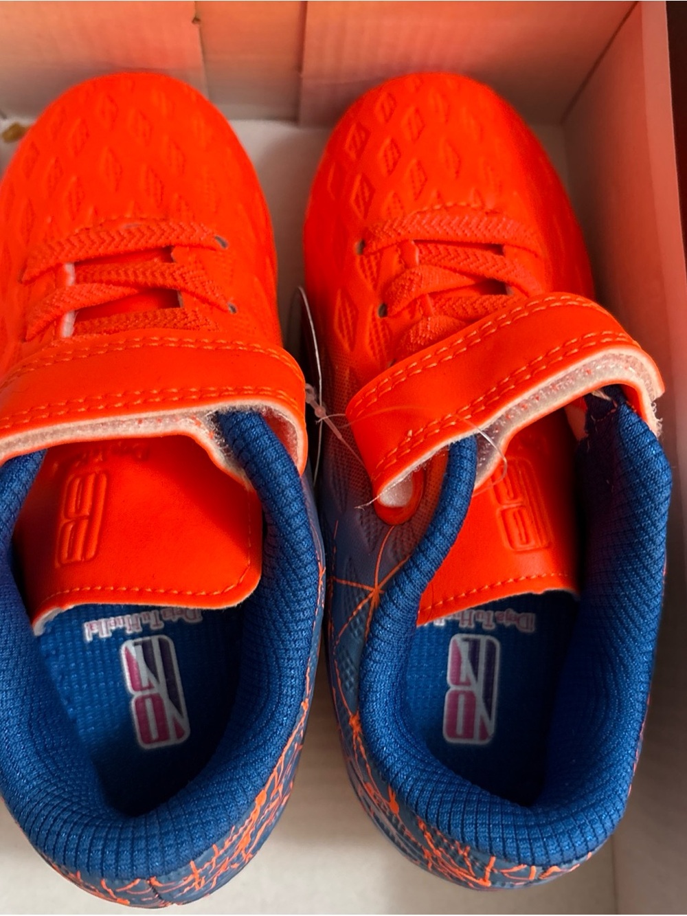 Brooman Kids Bright Orange and Blue Soccer Cleats